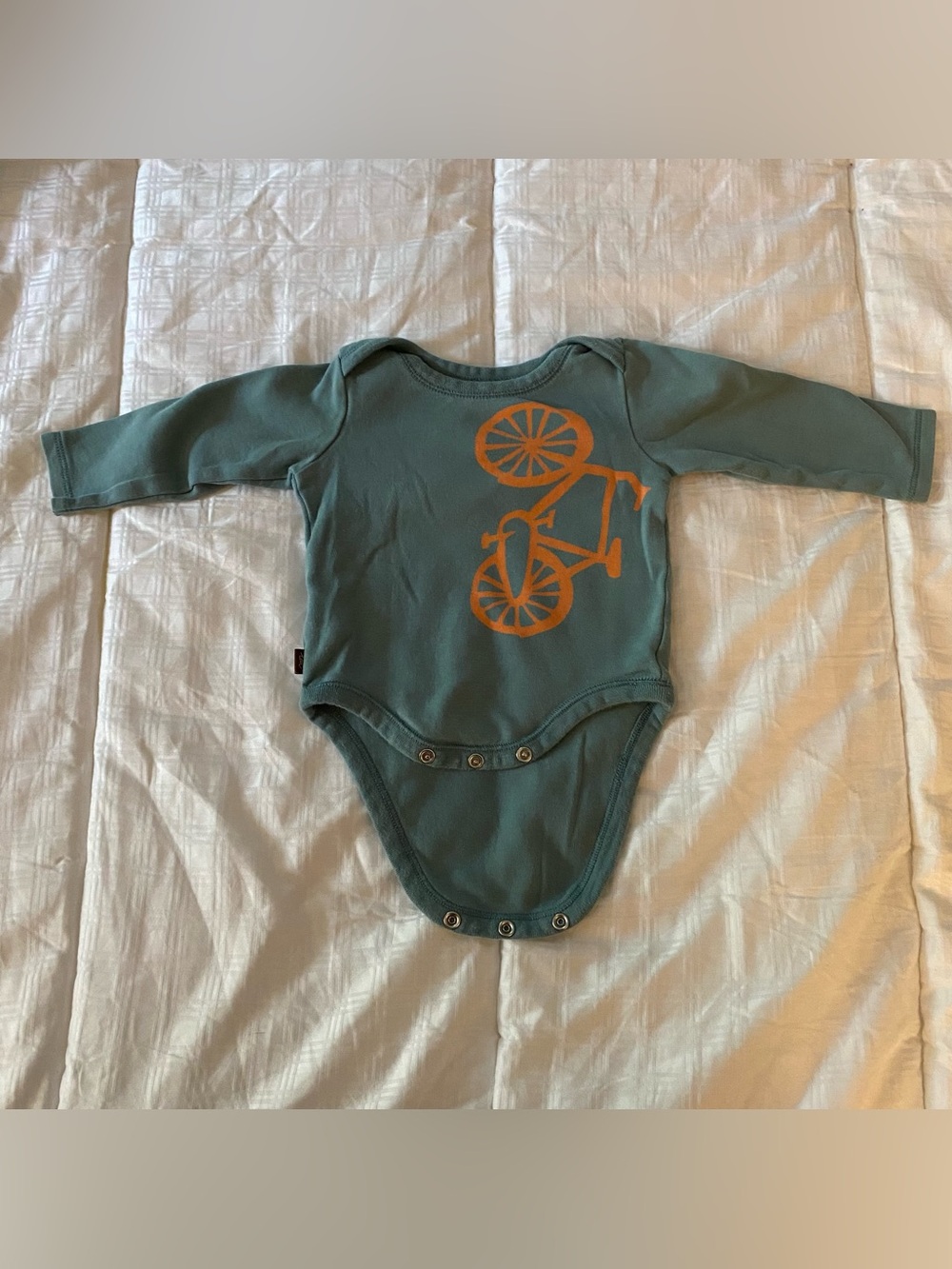 Tea Collection Long Sleeve Bodysuit Unisex 3-6 Mo Bicycle Snap Close 100% Cotton